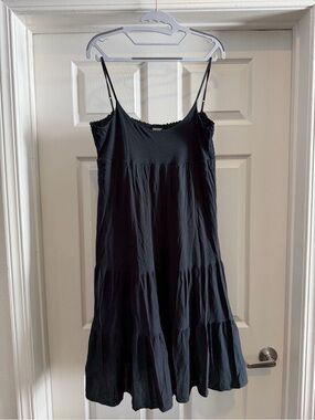 DKNY Black Tiered Cotton Slip Dress Size P Petite